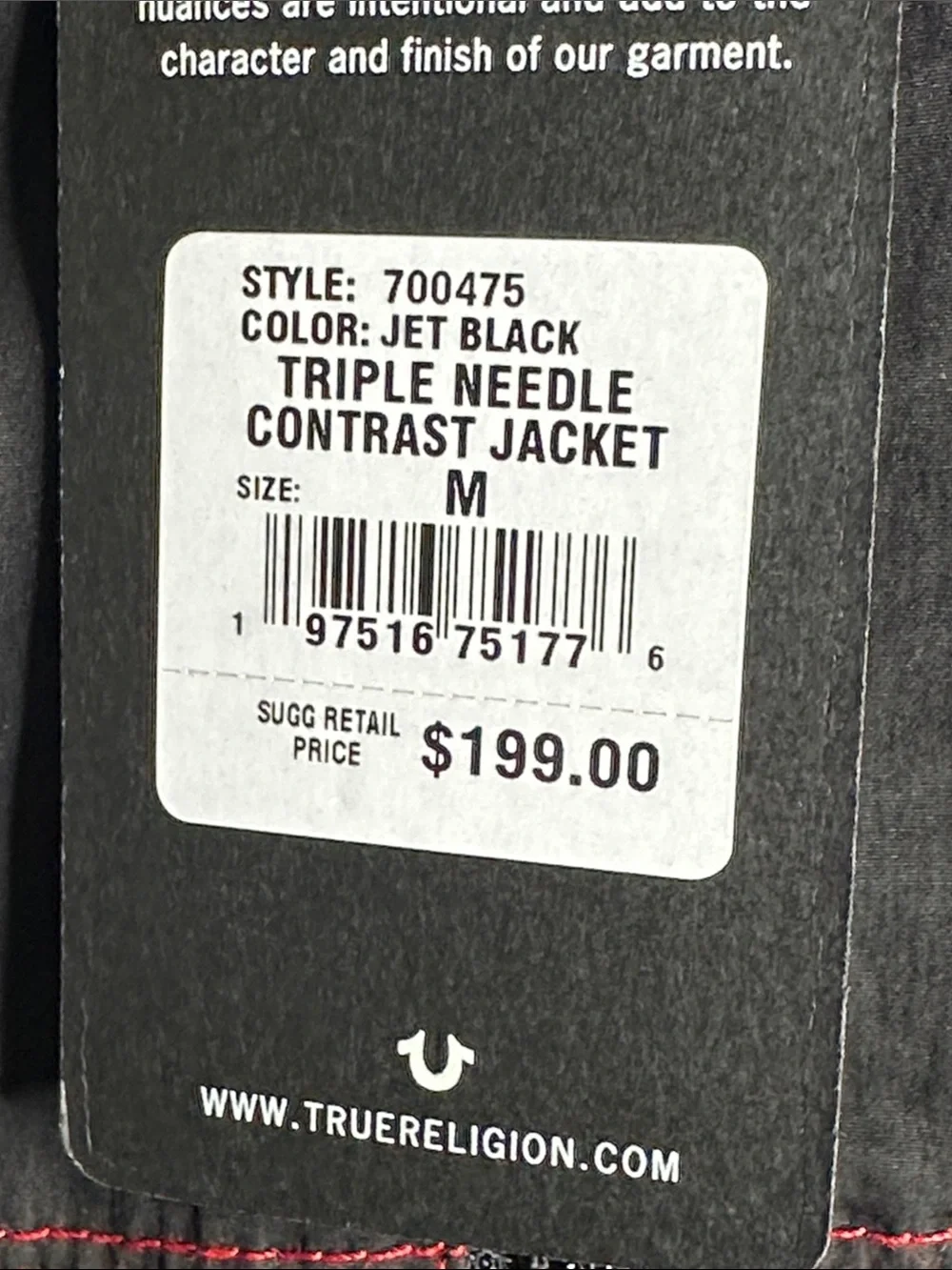 True Religion Black Hooded Windbreaker with Red Accents size M new